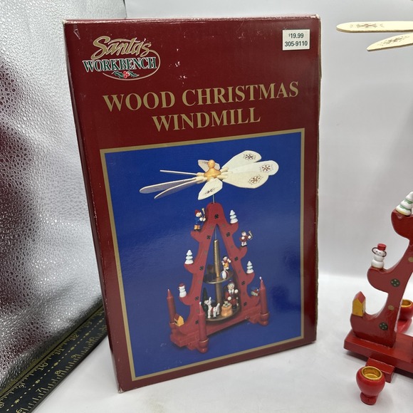 Santa’s Workbench Other - Santa's  Workbench Wood Windmill Christmas Nativity Pyramid 3 Tier Carousel